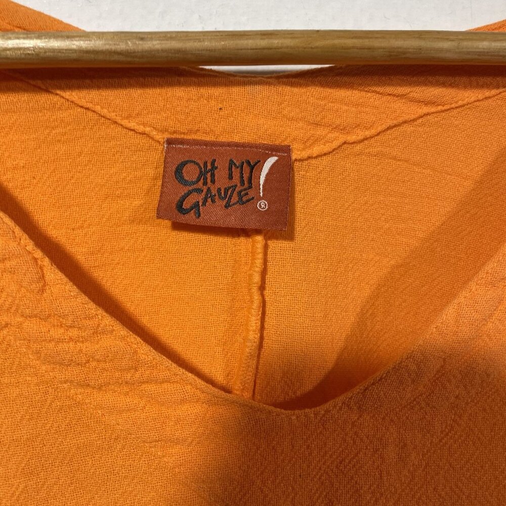 Oh My Gauze! Bright Orange V-Neck Gauze Top - Picture 5 of 6